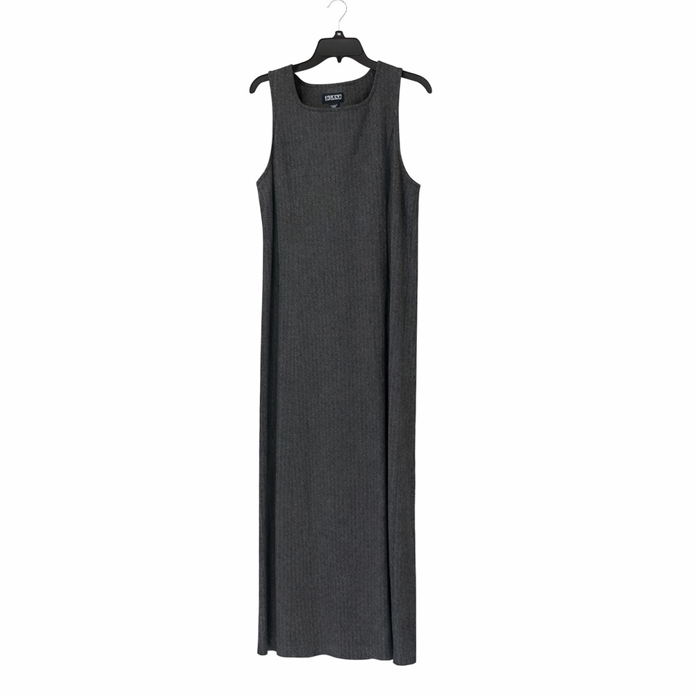 Vintage Lands' End 90s‎ Herringbone Midi Dress Women's Medium Cotton Sleeveless